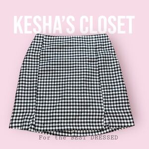 Checkered Plaid Mini Skirt with Double Slit